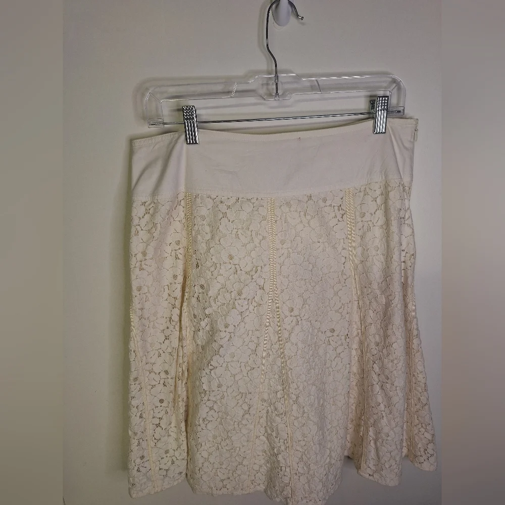 Axcess Cream Lace A Line Panelled Skirt Knee Length Size 10